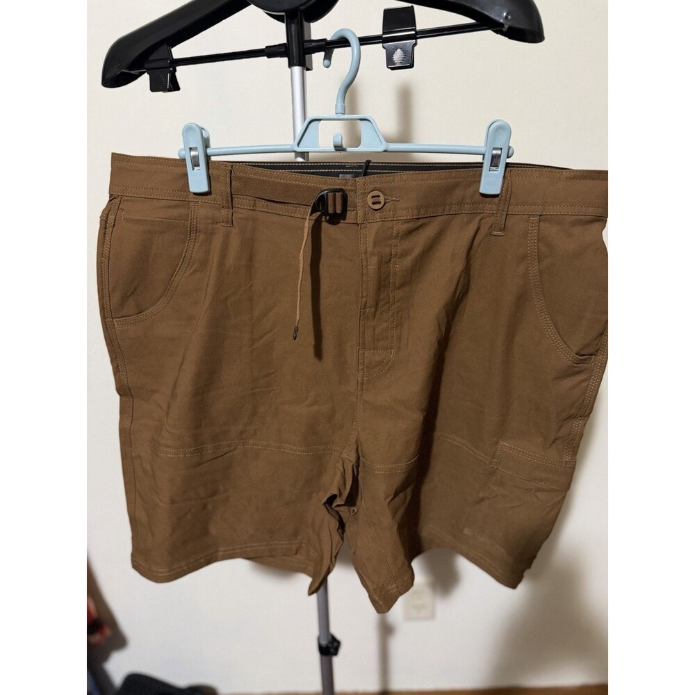 prAna Stretch Zion Short II Chino Shorts Brown Nylon Spandex Stretch Pockets